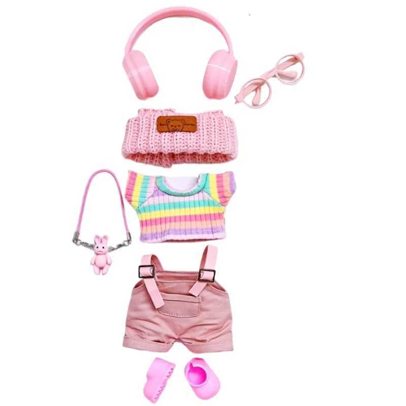 New Doll Clothes Accessories Suitable for Labubu V1 V2 V3 17CM Cute Trendy Cool Rainbow Tshirt Shoe Set Only Clothes No DollsXJ250903