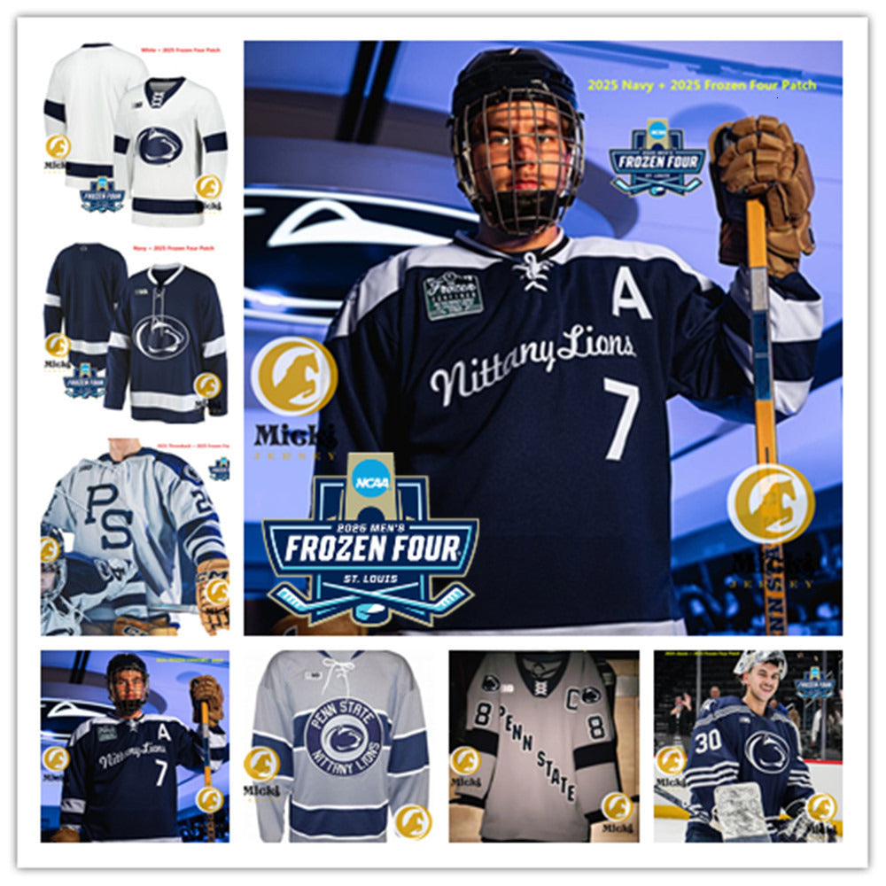 2025 Frozen Four Penn State Nittany Lions Hockey Jersey Chase Berger Kevin Kerr 10 Brandon Biro 13 Nikita Pavlychev 3 Patrick Koudys Erik Autio Penn
