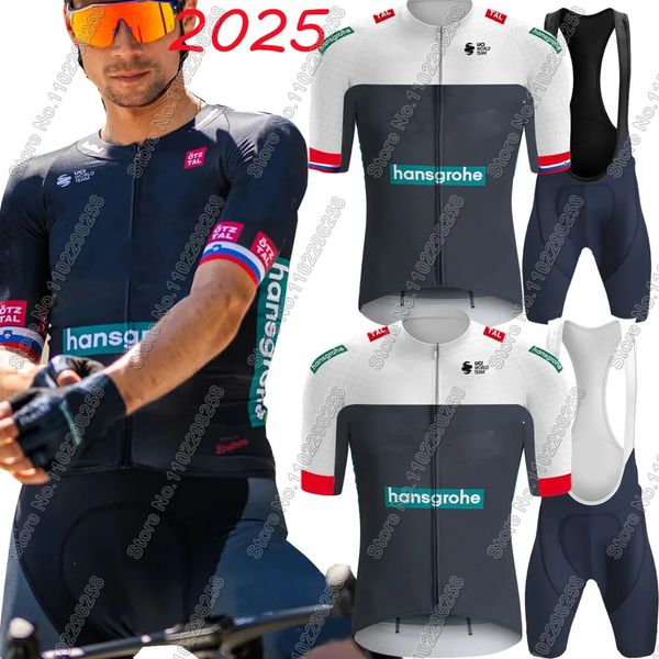 Boraful Hansgrohe 2025 Cycling Jersey Set Mens Primoz Short Sleeve Slovenia Clothing Road Bike Shirt Suit Bicycle Bib Shorts 250114