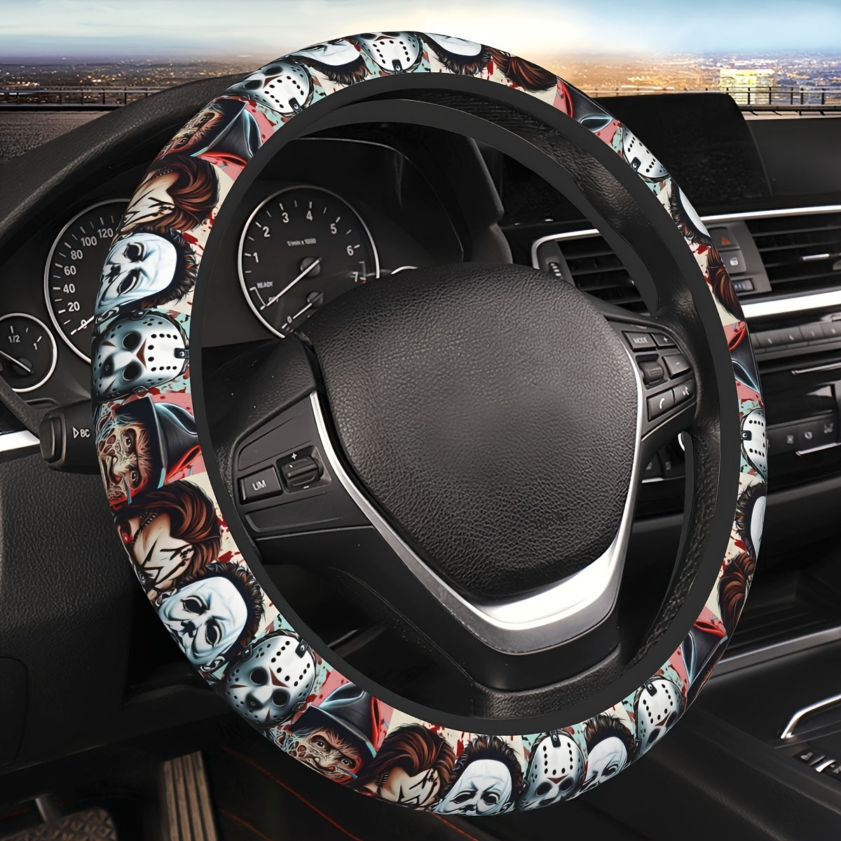 TEMU Halloween Steering Wheel Cover For Women Men, Anime Car Accessories Decor, Universal 15 Inch Anti-slip Neoprene Auto Steering Wheel Covers