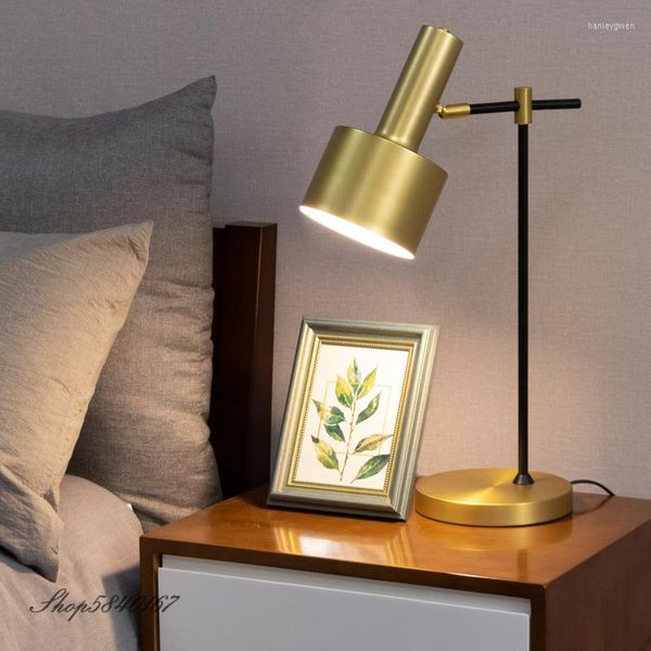 Lamps Table Nordic Gold Lamp Bed Rotatable Desk For Bedroom Beside Living Room Decoration Home Deco Makeup room