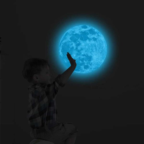 5-30cm Aesthetic 3D Luminous Moon Wall Sticker Glow in The Dark Fluorescent Sticker PVC Home Kid Room Decals Wall Decor WallpapeXJ241016