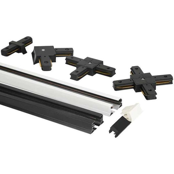 Black and White LED Track Light Rail 0.5M 2-wire Electrified Aluminum Two-Phase Electric Universal Track Clamp Spotlight LightinCL240730