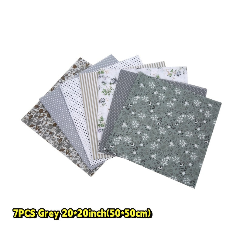 TEMU 7pcs Grey 20" X 20" Cotton Fabric Diy Making Supplies -fabric For Diy Sewing And - Fabric Sheets Cloths For Diy Sewing Scrapbooking Quiltingone