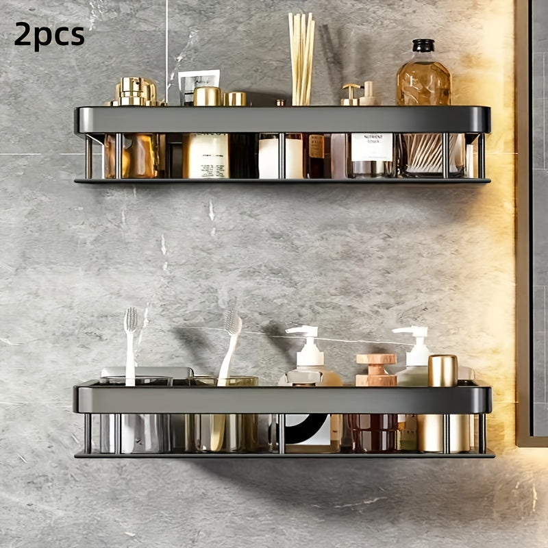 TEMU 2-pack Rustproof Polished Metal Shower Caddy, Wall-mounted Bathroom Organizer For Shampoo And Conditioner, No-drill Storage Shelf