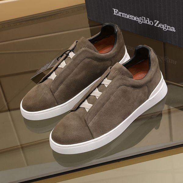 Zegna Mens Casual Dress Shoes Designer Lace-Up Business Casual Social Wedding Party High Quality cowhide Leather Lightweight Chunky Sneakers