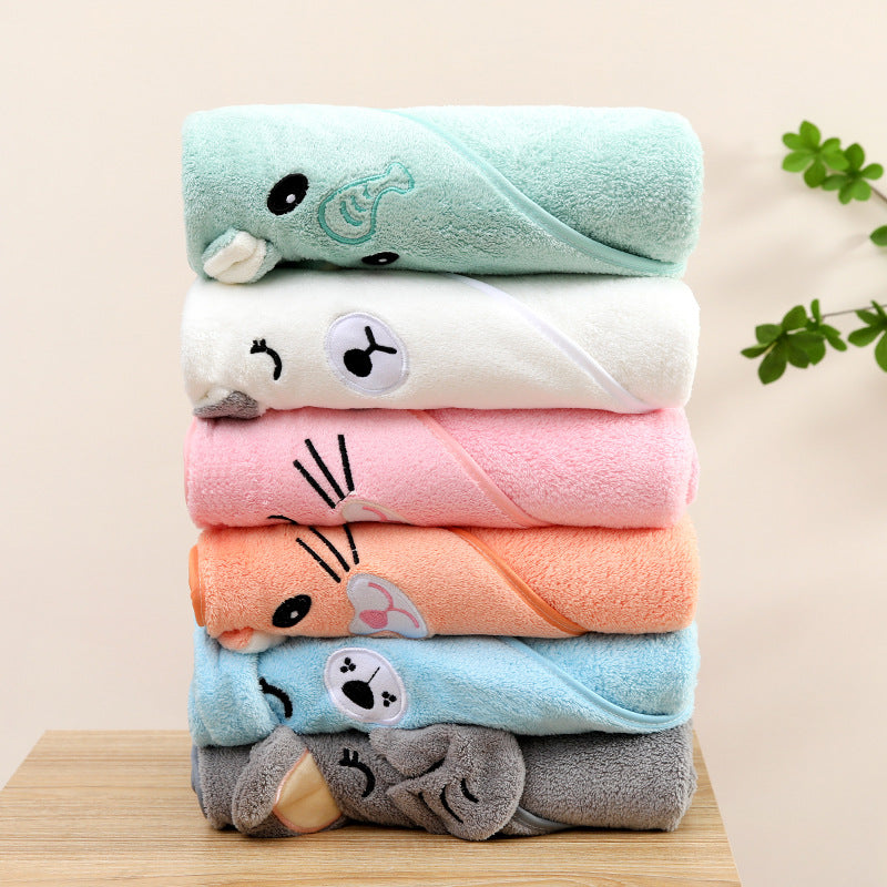 Cute Bath Towel for Baby Soft Absorbent Towel Newborn Swaddle Wrap Baby Blankets for Girls Boys