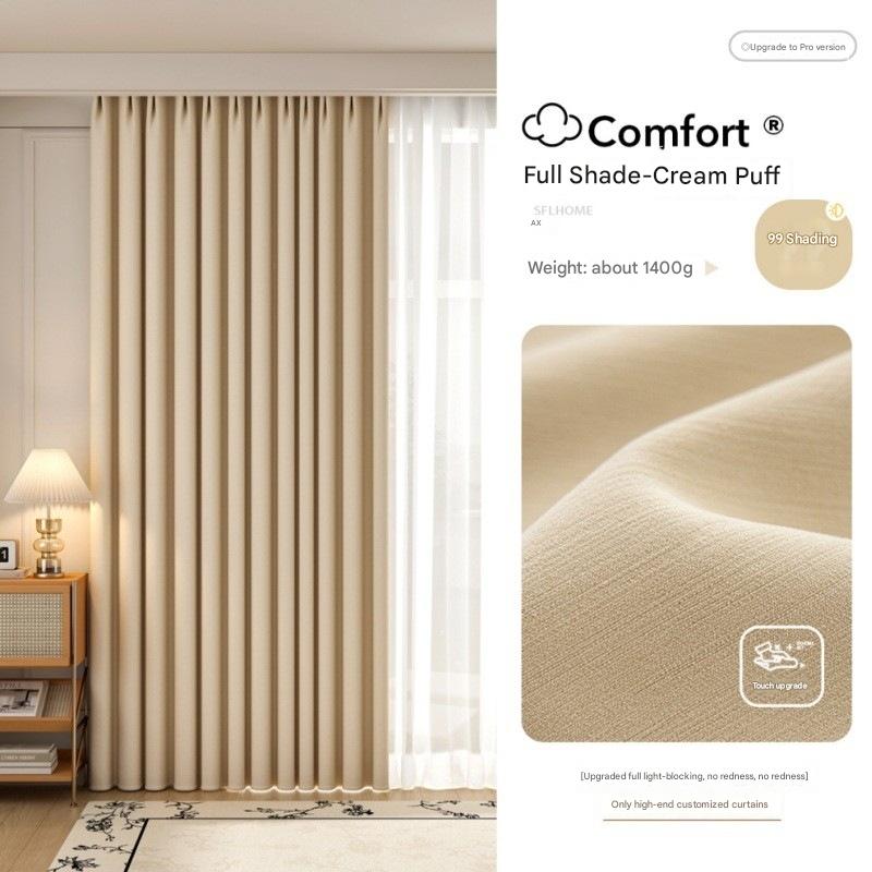 A604 new French cream snow neil sunscreen heat insulation thick curtain blackout bedroom living room bay window whole house