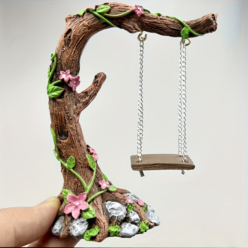 TEMU Swing Tree Garden Decor - Vintage Stump , Suitable For Succulent Plants And Indoor Table Display, Unique Country Style Gift For Outdoor Spaces,