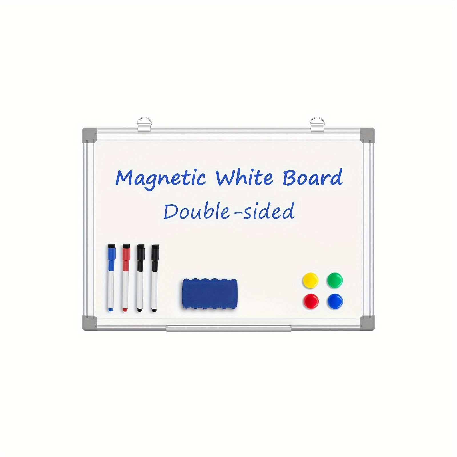TEMU Magnetic Double-sided Whiteboard - Dual-sided Dry Erase Board With Magnetic Surface, Includes 4 Colored Markers (red, Blue, Green, Yellow), 1