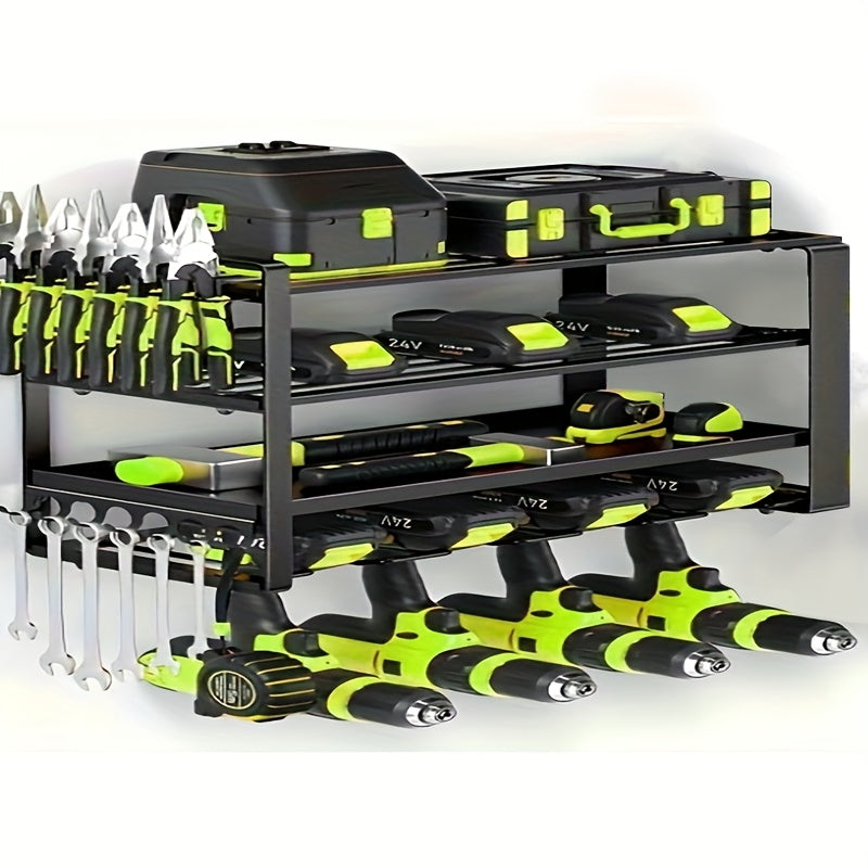 TEMU Power Tool Organizer Wall Mount, Extended Large Heavy Duty Drill Holder, 4 Layer Garage And Storage, Suitable Utility Racks For Room, Workshop