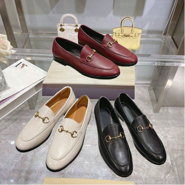 Dress shoes women Flat designer shoes Authentic cowhide Metal buckle Lady leather letter casual shoe Mules Princetown Men Trample Lazy Loafe