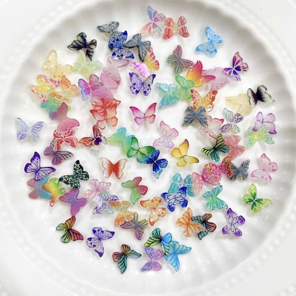 20Pcs 3D Cute Resin Butterfly Nail Art Accessory Glitter Butterfly Design Nail Charms Mix Color Rhinestone Nails Art DecorationXJ240828