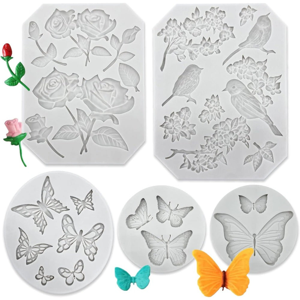 TEMU 1 Set Silicone Fondant Mold, Bpa-free, For Cake Decorating, Chocolate, Candy, Jelly, Polymer Clay, Soap Crafting - Diy , Rose Flower Stems,