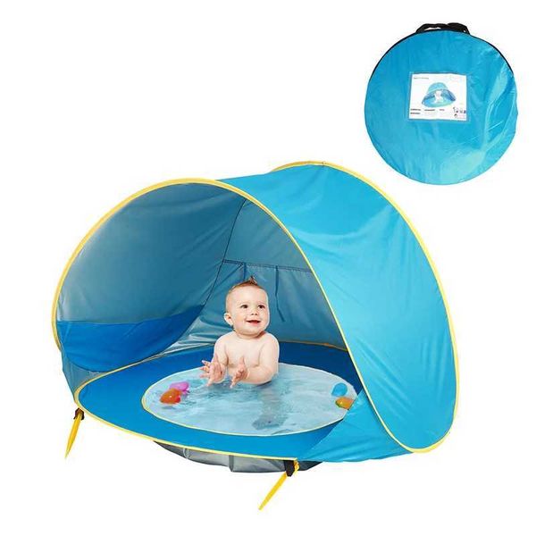 Sand Play Water Fun Baby Beach Tent Waterproof Pop up Sunscreen Tent UV Protection Sunshine Tent with Swimming Pool Children Outdoor Camping