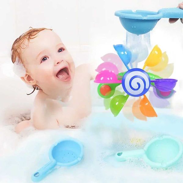 Baby Bath Toys Rainbow windmill baby shower sucker water spray toy colorful water wheel baby shower toy set shower nozzle toy CL250113