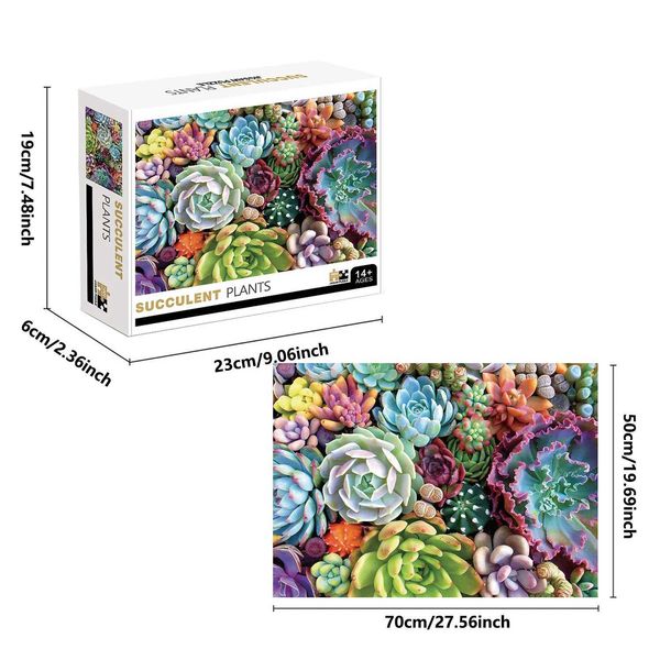 Puzzles 1000 Pieces Succulent Plants Jigs Puzzle Home Decor Adults Puzzle Games Family Fun Floor Puzzles Educational Toys for Kids