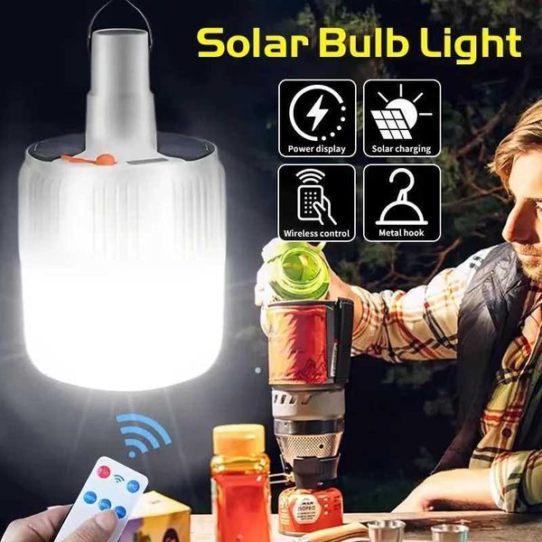 Outdoor Solar Camping Light Bulb Portable Emergency Lamp Tent LED Hook Up Hanging Camping Search Lights Lantern Hiking 2-1PCS Y240820