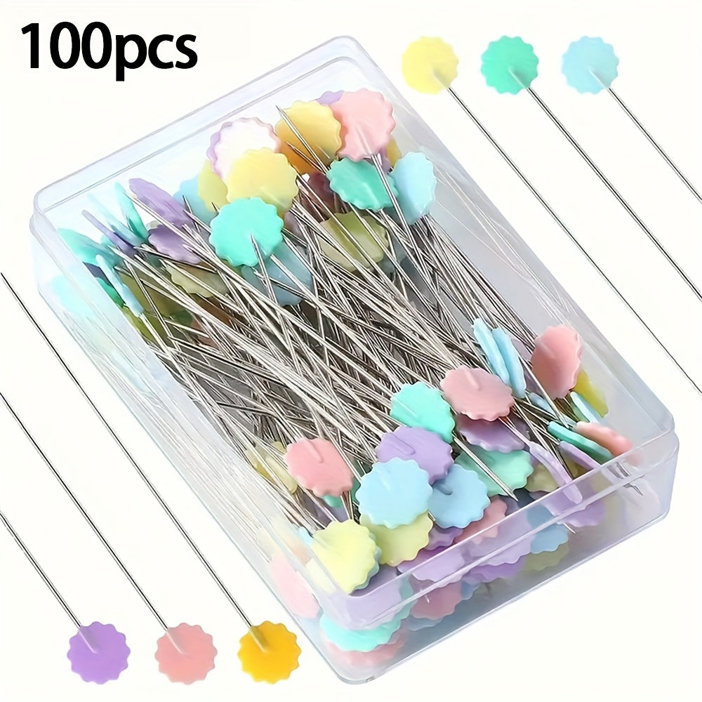 TEMU 50-100pcs Box Sewing Quilting Tulip-shaped Pins, Flower Positioning Pins For Fabric Cutting- Stitch-diy Craft Markers, Tailoring And Jewelry