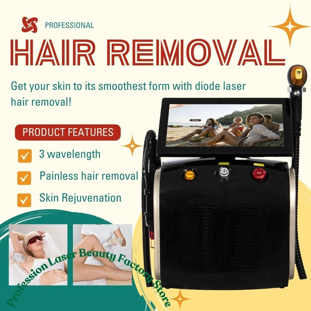 New Upgrade 3 Wavelength 808nm 2 in 1 Diode Laser Hair Removal and Tattoo Removal 755-808-1064nm Precise Wavelength Smooth Skin Rejuvenation