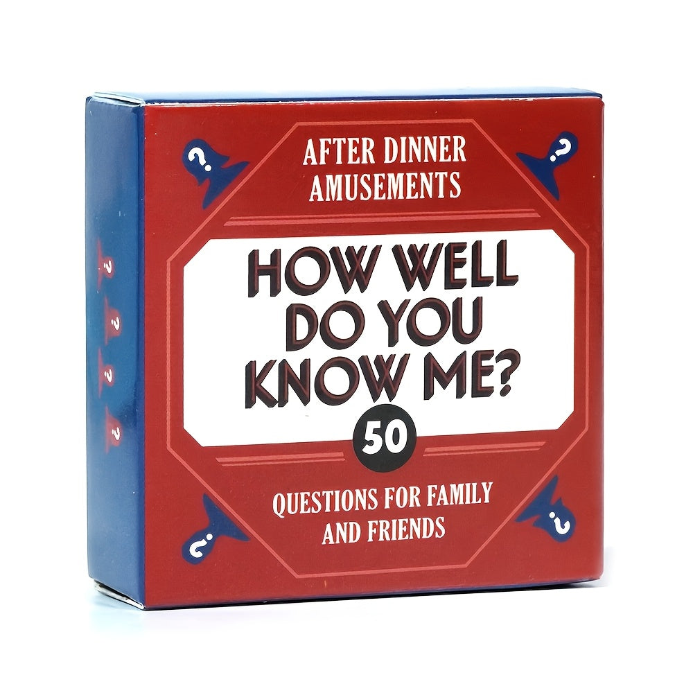 TEMU How Well Do Me? 50 Questions Card Game - Adult & Family Bonding Cardboard Game, With Colored Packaging - Perfect Hostess Gift For , Parties &