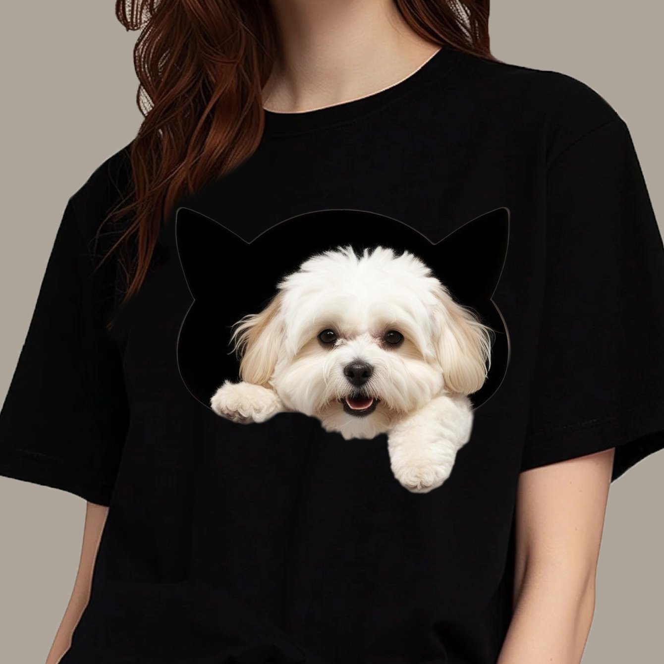 TEMU Dog Print, Fun & Round Neck T-shirt, Pure Cotton Comfortable Short Sleeve, Spring Summer Women's Casual Top, Great For Sporty Looks And Outdoor