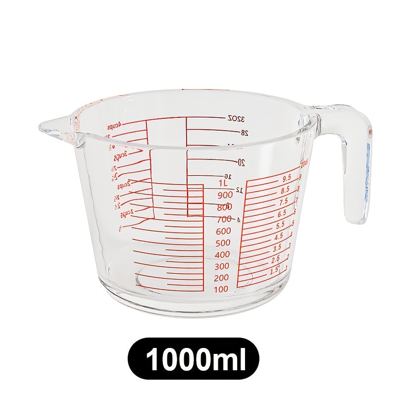 TEMU 3pcs Set And 1000ml; Glass Measuring Cups - High Temperature Resistant Borosilicate Large Capacity Cups With Handles, Baking And Microwave,