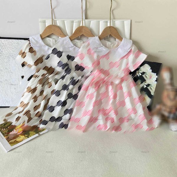 Luxury baby skirt Grid letter pattern Princess dress Size 90-140 CM kids designer clothes summer girls partydress