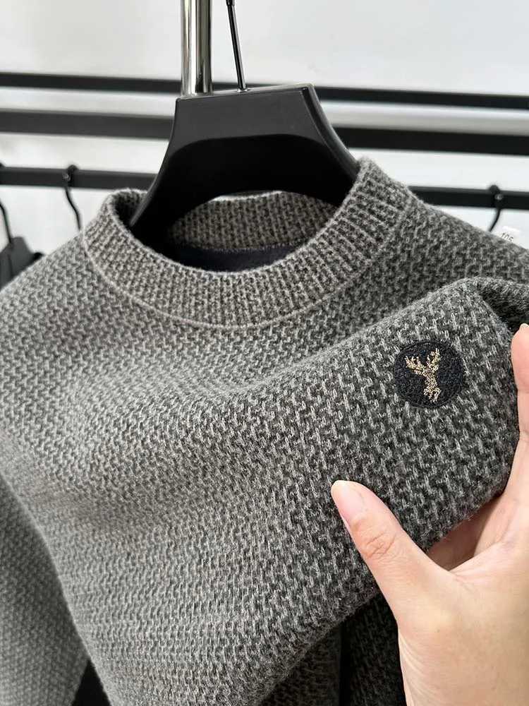 High Quality High end designer new autumn and winter mens embroidered sweater with thick and fashionable round neck P Vit knitting plow T241111