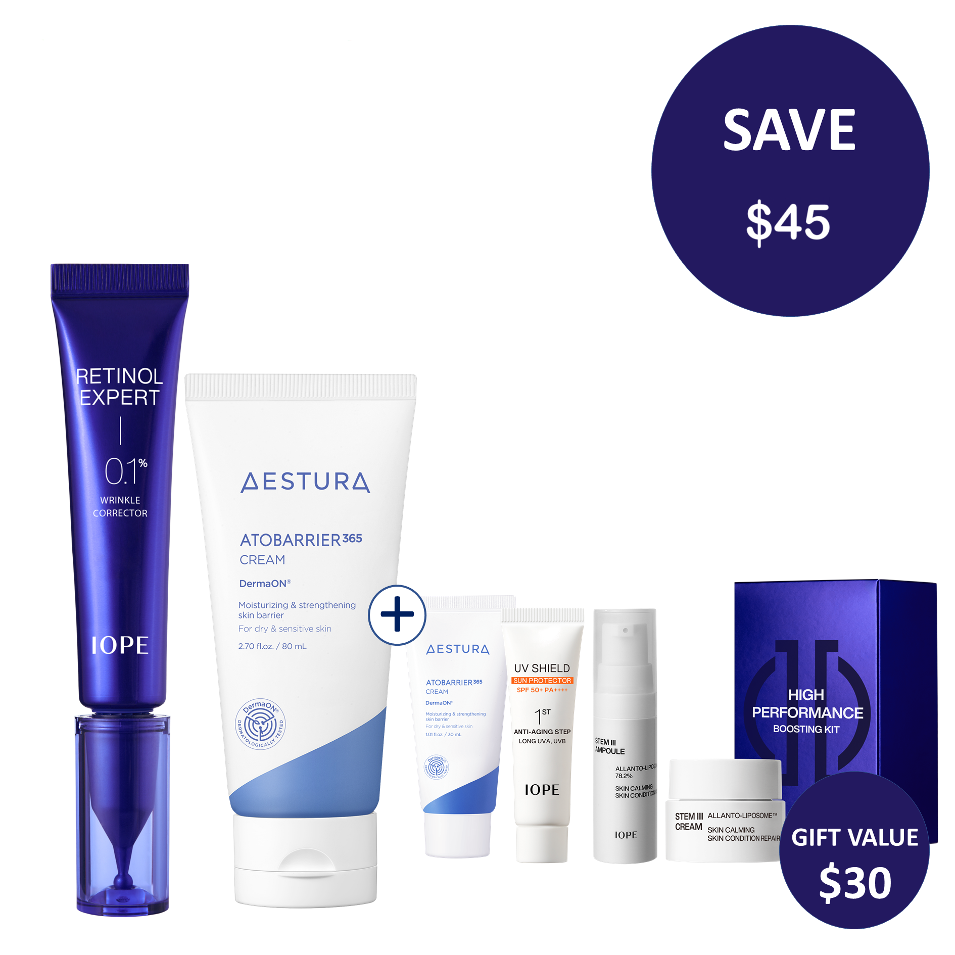 [B.cipe] AESTURA Atobarrier 365 Cream 80ml+IOPE Retinol Expert 0.1% 30ml (Gift value 30usd)