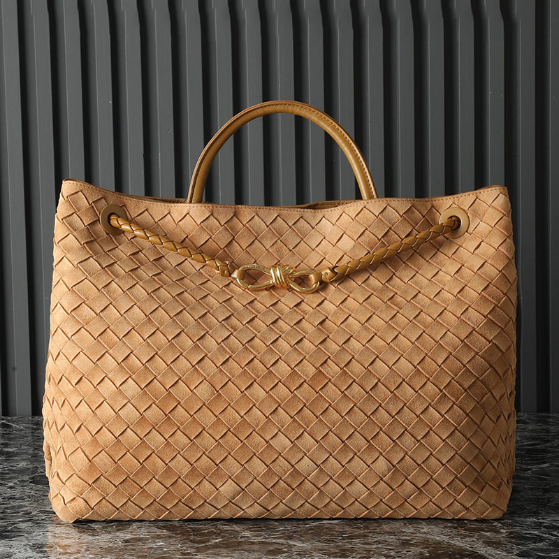 Top quality Designer Tote Bag Knitting Woven Top handle bag Large Leather Brown Suede Tote Bag Handbag leather sliding cross-body strap