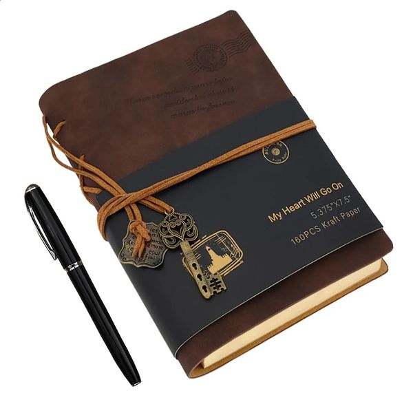 Vintage Notebook Kit Travellers Diary Eco Leather Soft Cover Inner Notebooks Notepads Brown 241210