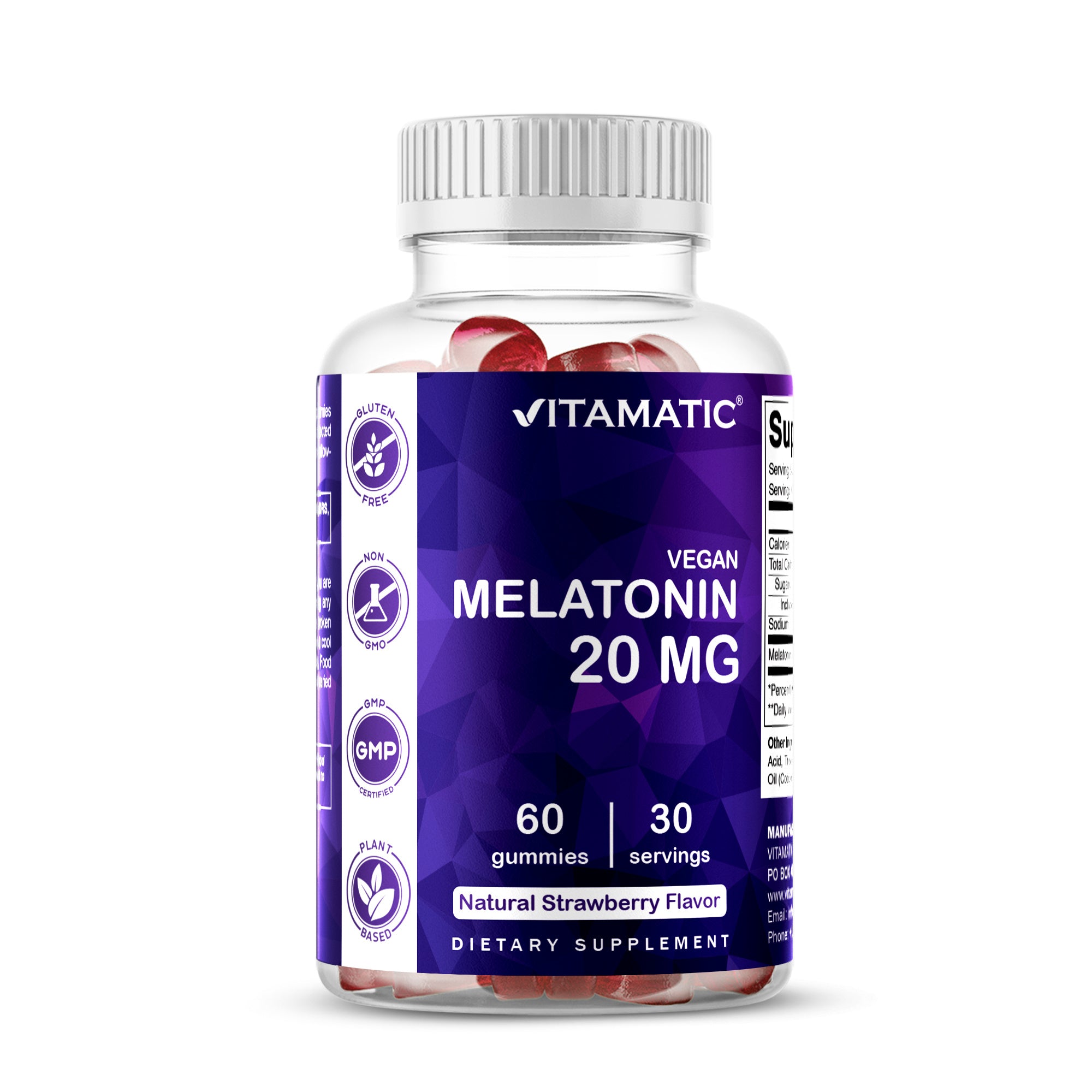 TEMU Vitamatic Melatonin 20mg Gummies For Adults, 30 Servings - 60 Vegetarian Gummies - Non-habit Forming Supplement 60 Gummies