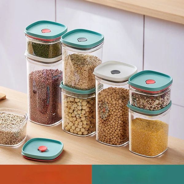 GIANXI sealed container plastic grain storage box food grade snack tank bottle square 240808