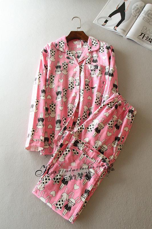 Autumn New Multi Pattern Cotton Thin Fleece Home Fur Sleepwear Set