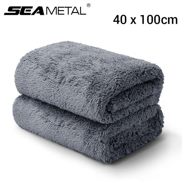 SEAMETAL 40X100CM Car Wash Towel Coral Velvet Microfiber Clean Cloth No Hemming Thickened Soft High Absorbent Car Washing Towels 250113