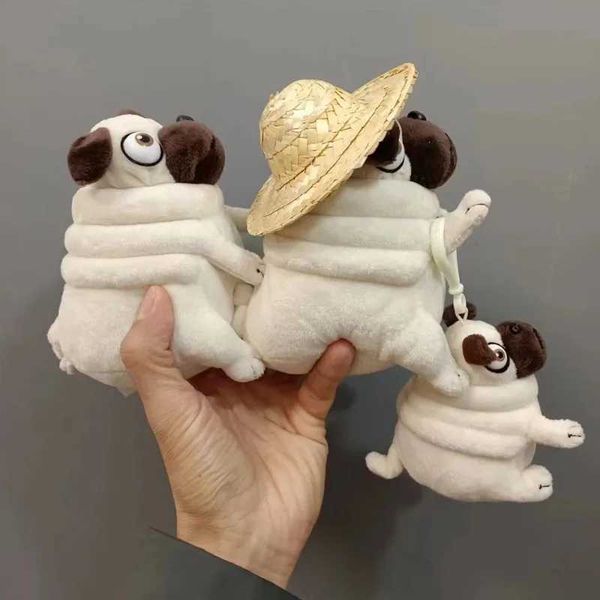 Pug Stuffed Plush Toys 15cm Lifelike Kawaii Fat Cap Pug Doll Throw Pillow Decoration Funny Dog Toys Christmas Collecting Present Y240817