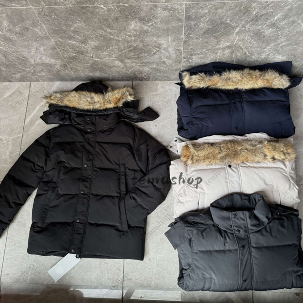 Puffer Jackets Mens Designer Real Coyote Fur Outdoor Wyndham Windbreaker Jassen Outerwear Hooded Fourrure Manteau Down Jacket Coat XS-3XL