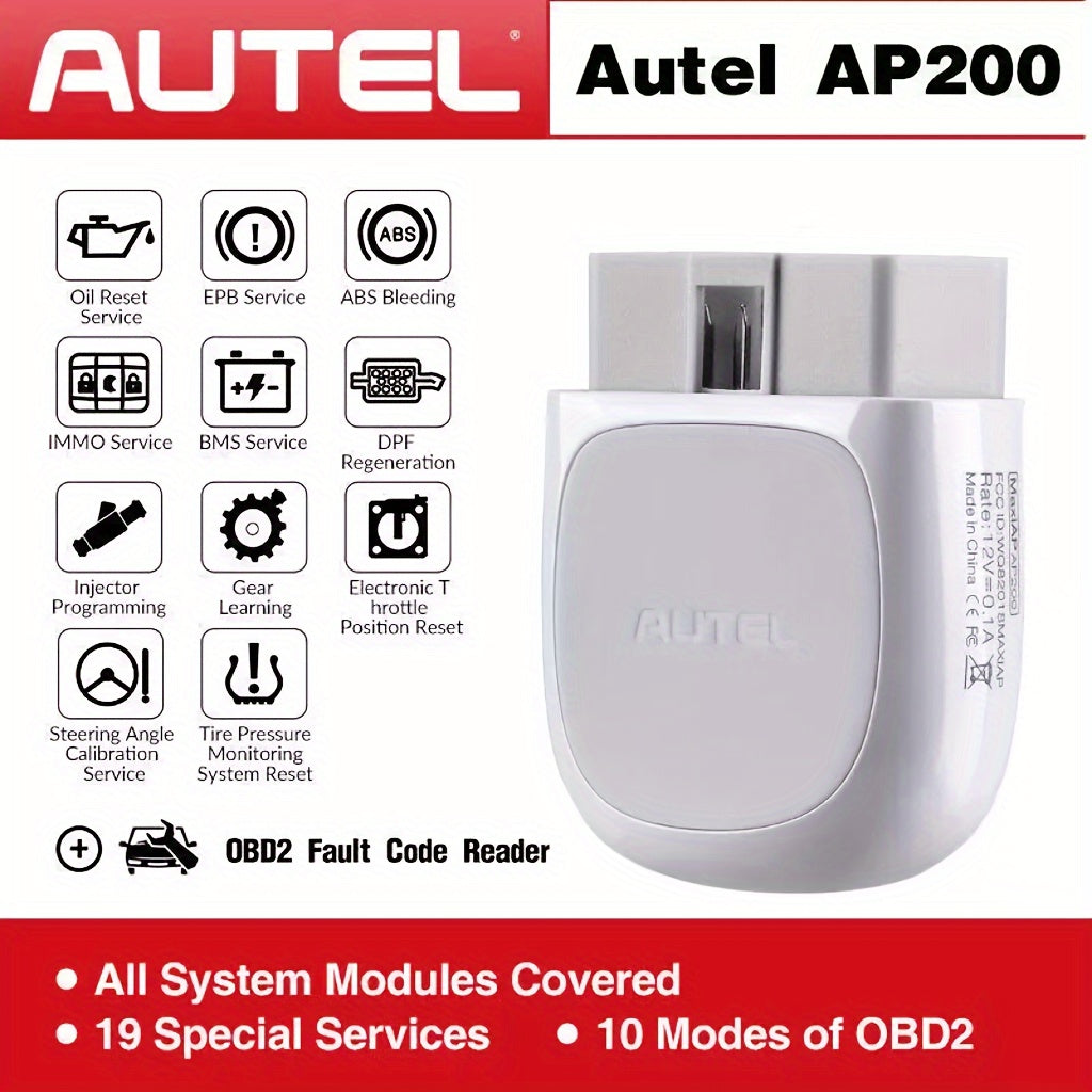 TEMU Autel Ap200 Wireless Scanner - 33ft Range, Full System Diagnostic Tool With 25 Service Functions, For Iphone & For , Pocket-sized Car Code