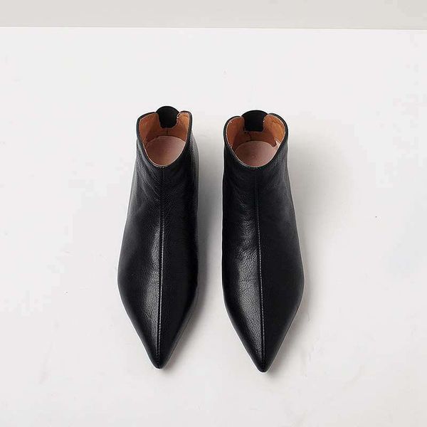 Big Size Full Grain Leather Soft Winter Spring Shoes Modern Girl Pointed Toe Slip On Flats Office Lady Pregnant Shoe