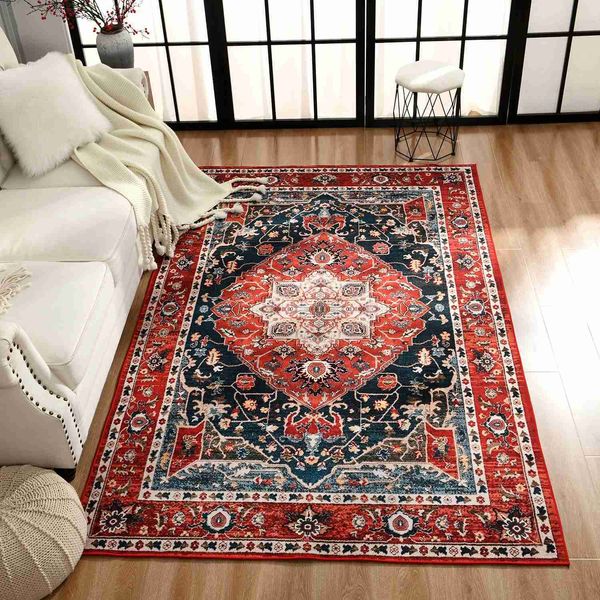 Retro Ethnic Carpets Turkish Persian Rug for Living Room Bedside Bedroom Vintage Floor Mat Entrance Doormat Carpet Large RugY240729