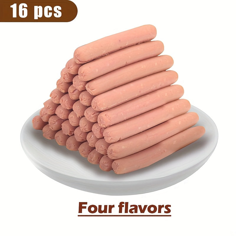 TEMU 16 Pack Soft Sausage Dog Treats For Bichon-teddy-toy - Grain-free Puppy & Adult Training Rewards, Tender Sausage-shaped Treats, No Artificial