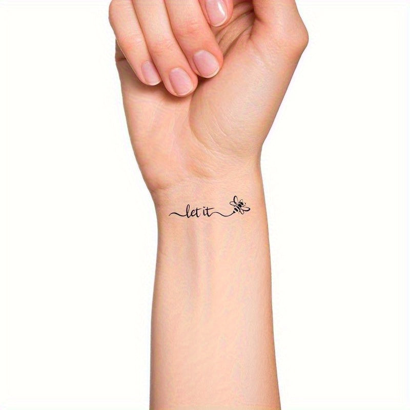 TEMU 1pc Temporary Tattoo Sticker - "" Design For Arm, Wrist & Body - Black Ink Applique Decal For Stylish Body Art, Stickers