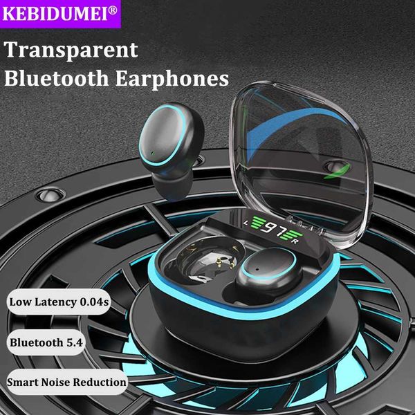 Bluetooth 5.4 Earphones TWS Wireless Transparent Headphones HiFi Stereo Noise Reduction Headsets LED Display Sports EarbudsCL240801
