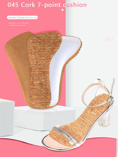 New Cork Non-slip Shoe Pads Women Sandals High Heels Seven-point Shoes Insoles Plantar Fasciitis Insole for Feet Shoe Sole 1Pair