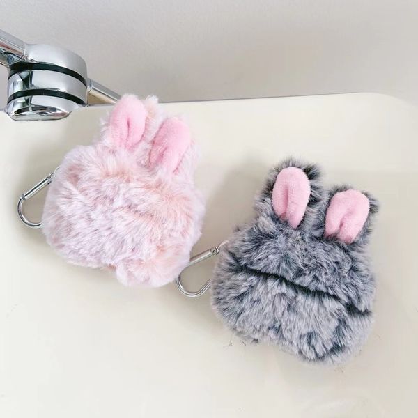 ddmygifts Plush rabbit ears suitable for Pro 3 headphone protective case, cute, simple anti drop case A