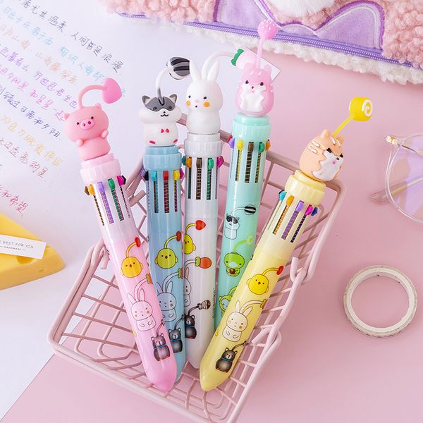 Kawaii Soft Silicone Animals Pendant 10 Colors Ballpoint Pen Cute Pens for Writing School Office Supplies Gift Stationery Deco