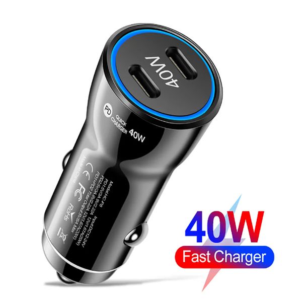 2 Ports double PD 20W Car Chargers Fast Quick Charging QC3.0 Type C Power Adapters for iPhone 16 15 13 12 11 14 pro Max