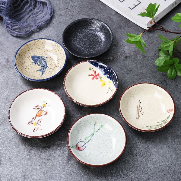 Japanese Retro Porcelain Side Dish Ceramic Side Dishes Bowl Seasoning Dishes Soy Dipping Sauce Dishes