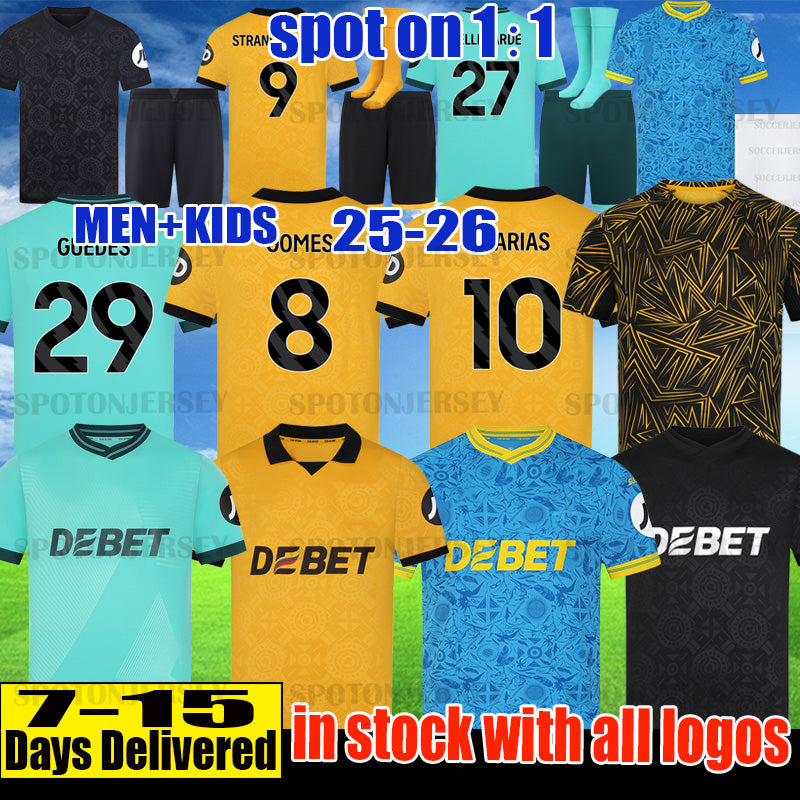 wolves Jersey 25 26 Soccer Jerseys Honved J. ARIAS 10 Jersey 1954 70 Year Anniversary Kit CUNHA WOLF Football Shirts HEE CHAN GOMES uniform Kids equ